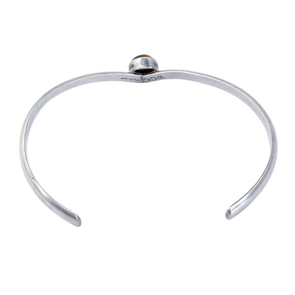 Tiger's Eye Cabochon Chevron Cuff | Vintage Sterling Silver 925 Bracelet | 7" - Picture 4 of 8